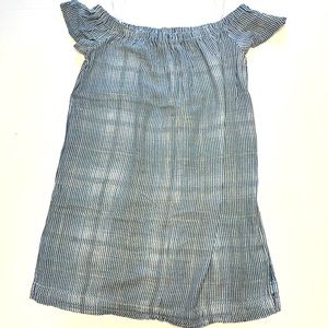 Cloth & Stone Off The Shoulder Cotton Dress Striped White And Blue M